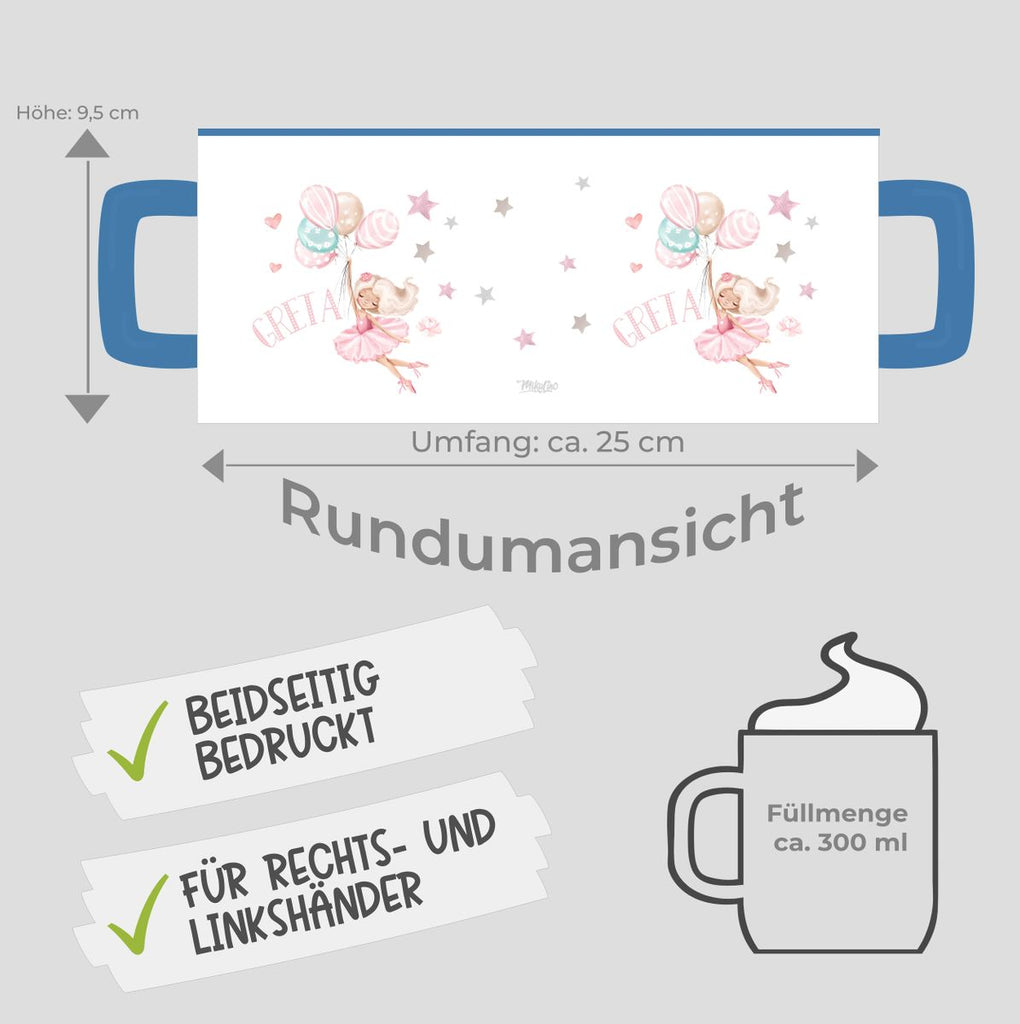 Keramik Tasse Kleine Ballerina mit Wunschname - von Mikalino