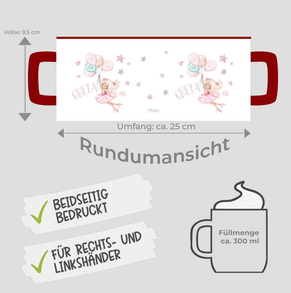 Keramik Tasse Kleine Ballerina mit Wunschname - von Mikalino