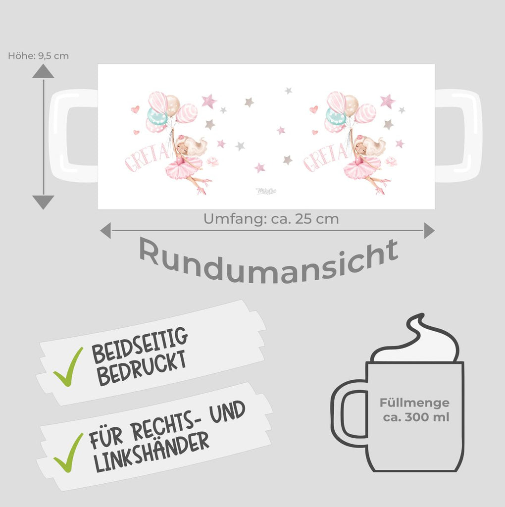 Keramik Tasse Kleine Ballerina mit Wunschname - von Mikalino