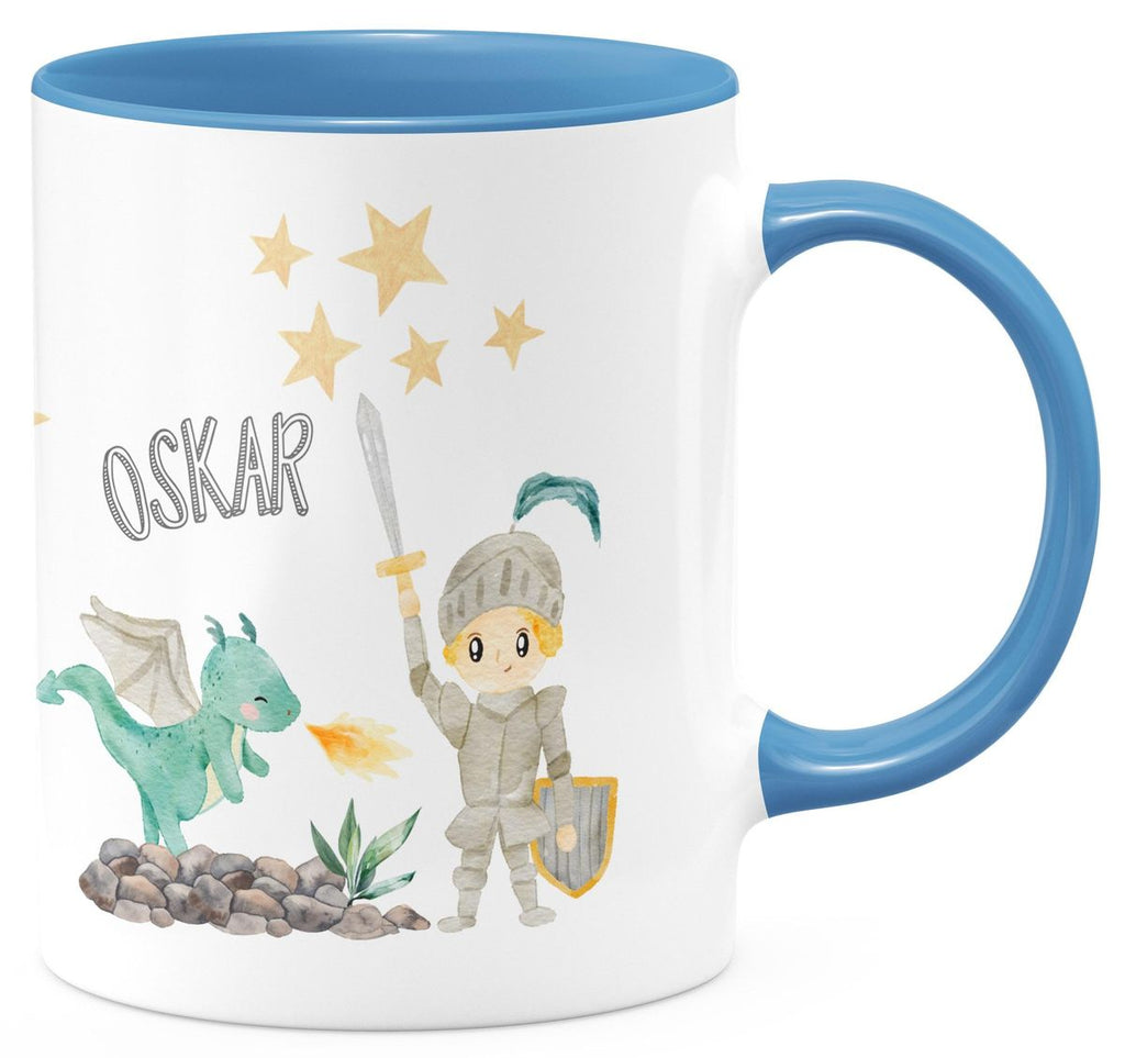 Keramik Tasse Kleiner Ritter & Drachen mit Wunschname - von Mikalino