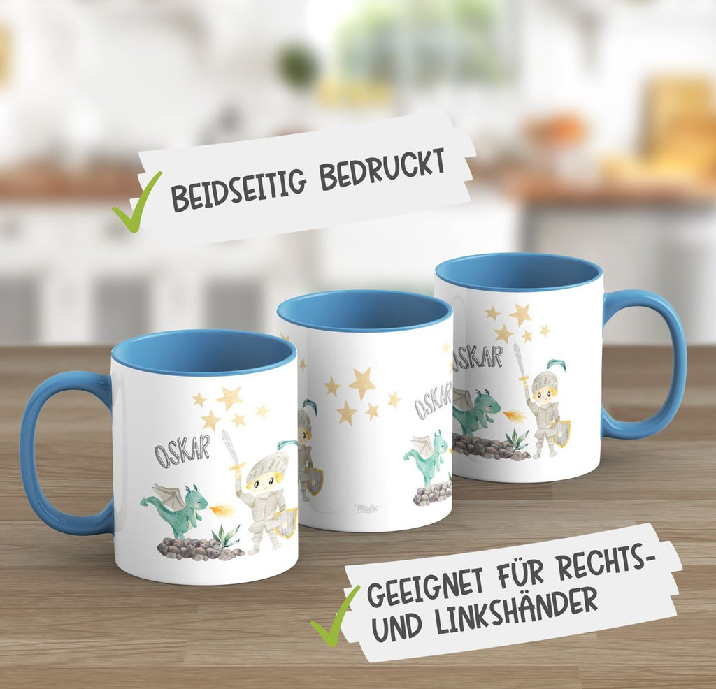 Keramik Tasse Kleiner Ritter & Drachen mit Wunschname - von Mikalino