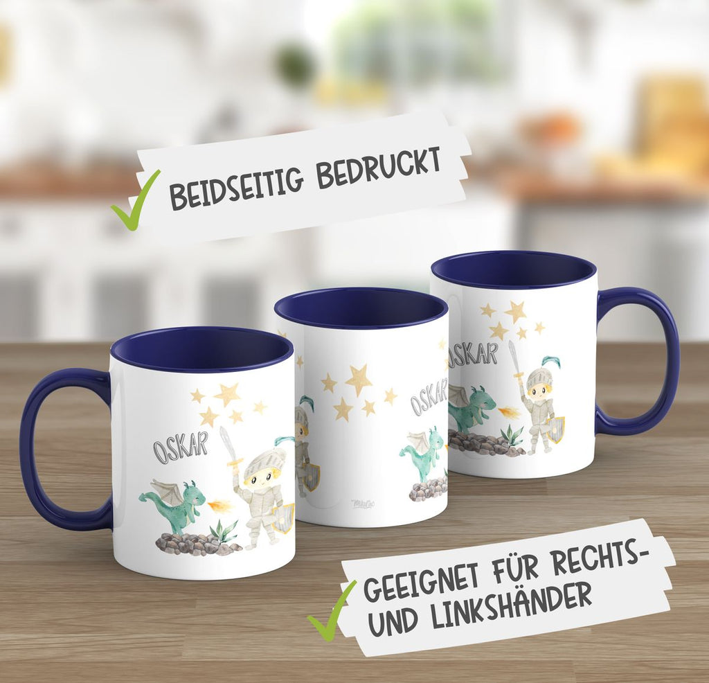 Keramik Tasse Kleiner Ritter & Drachen mit Wunschname - von Mikalino