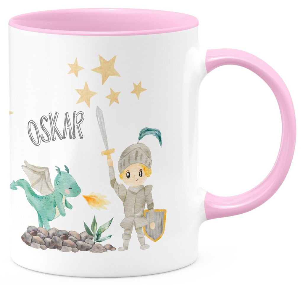 Keramik Tasse Kleiner Ritter & Drachen mit Wunschname - von Mikalino