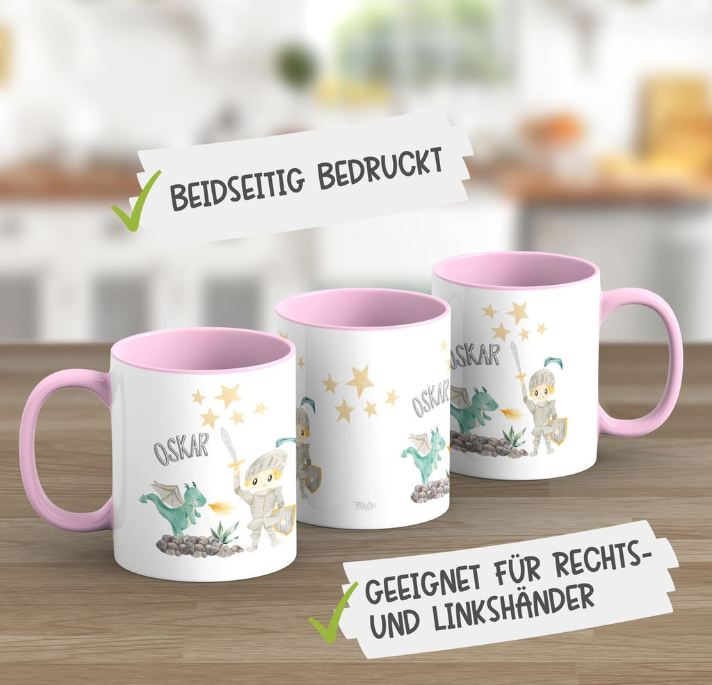 Keramik Tasse Kleiner Ritter & Drachen mit Wunschname - von Mikalino