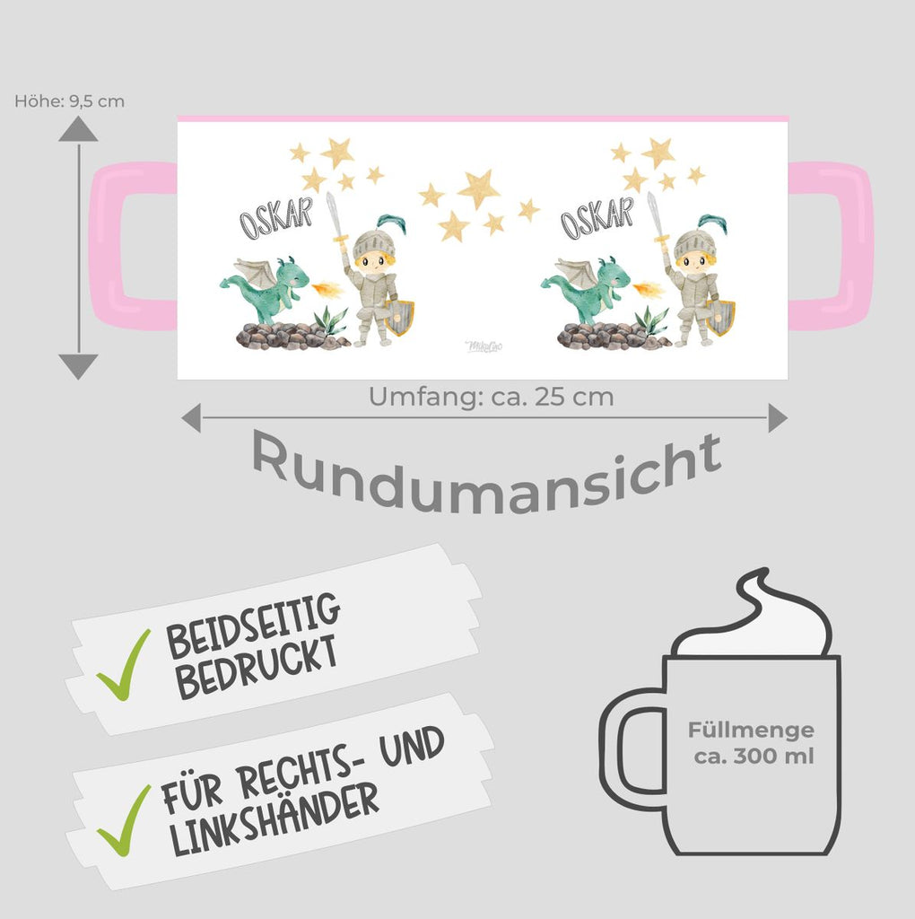 Keramik Tasse Kleiner Ritter & Drachen mit Wunschname - von Mikalino