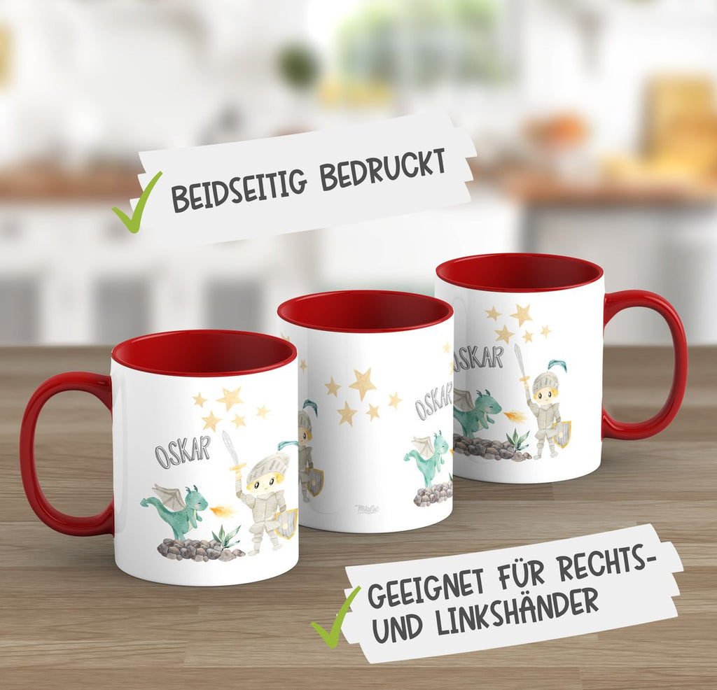 Keramik Tasse Kleiner Ritter & Drachen mit Wunschname - von Mikalino