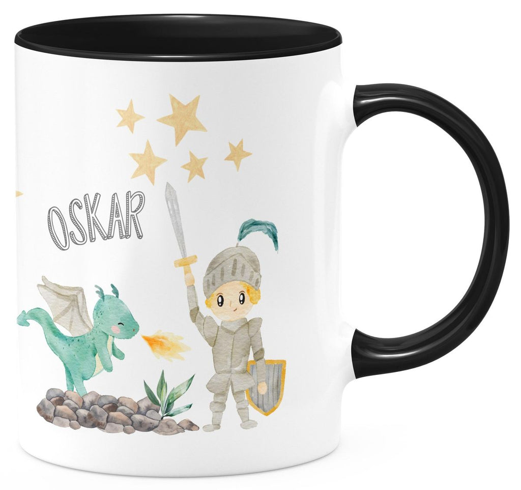 Keramik Tasse Kleiner Ritter & Drachen mit Wunschname - von Mikalino