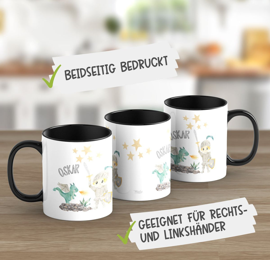 Keramik Tasse Kleiner Ritter & Drachen mit Wunschname - von Mikalino