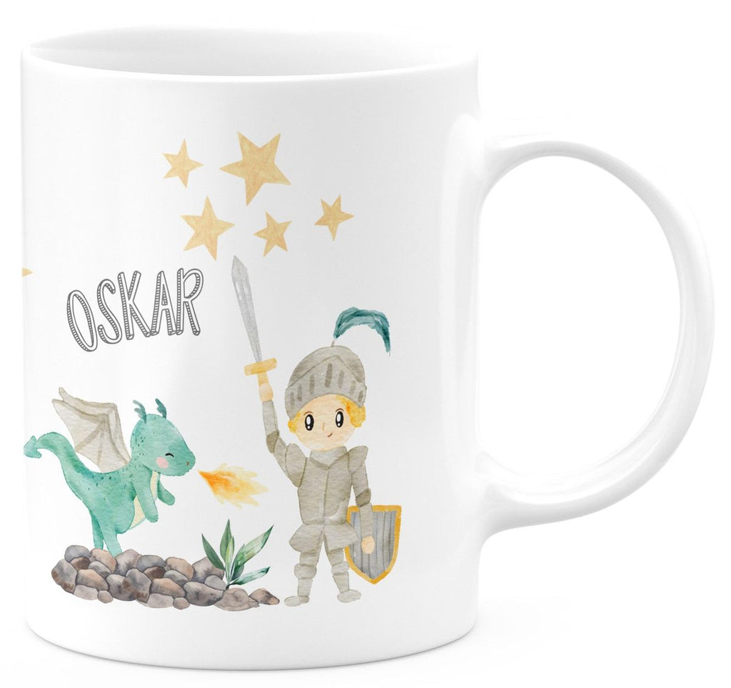 Keramik Tasse Kleiner Ritter & Drachen mit Wunschname - von Mikalino