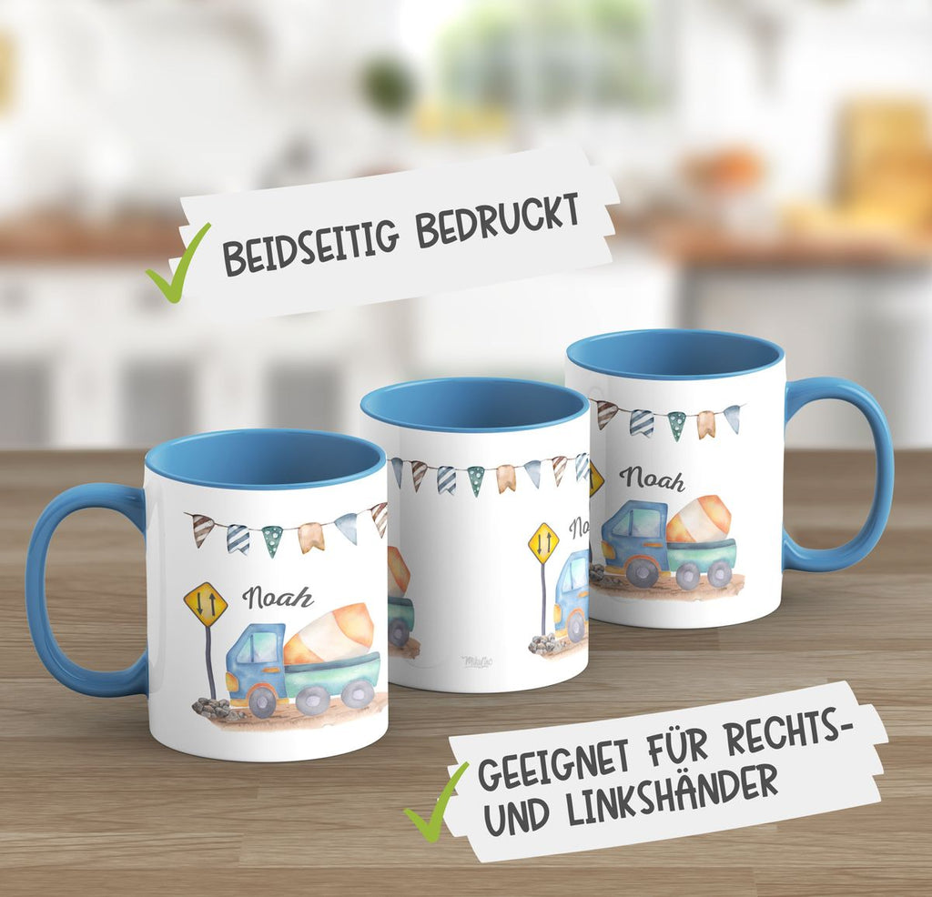 Keramik Tasse Betonmischer mit Wunschname - von Mikalino