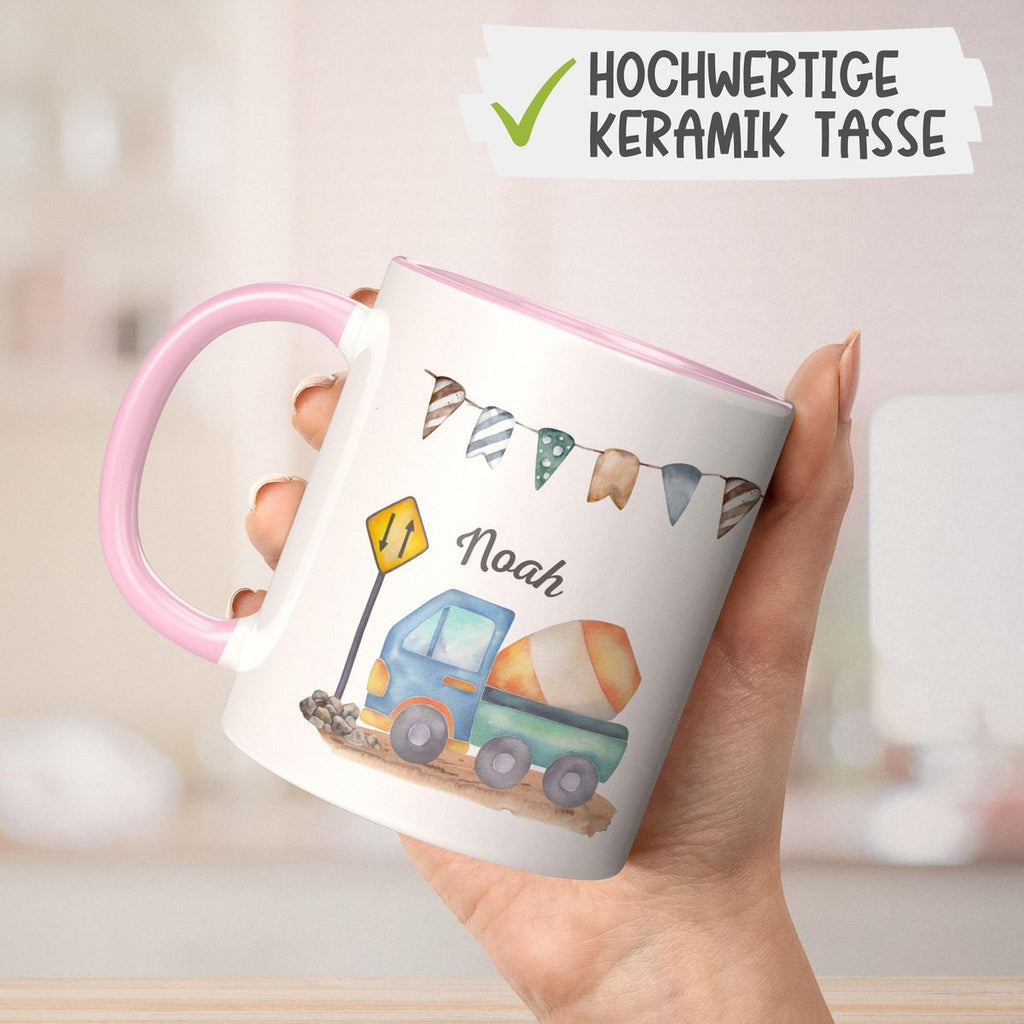 Keramik Tasse Betonmischer mit Wunschname - von Mikalino