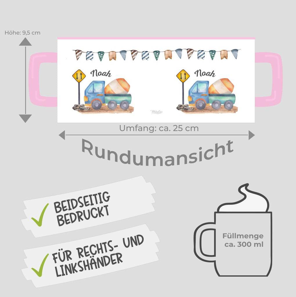 Keramik Tasse Betonmischer mit Wunschname - von Mikalino