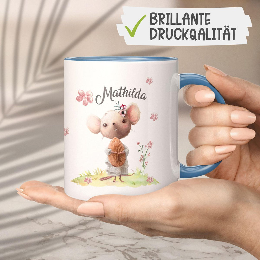 Keramik Tasse Kleine Maus mit Wunschname - von Mikalino