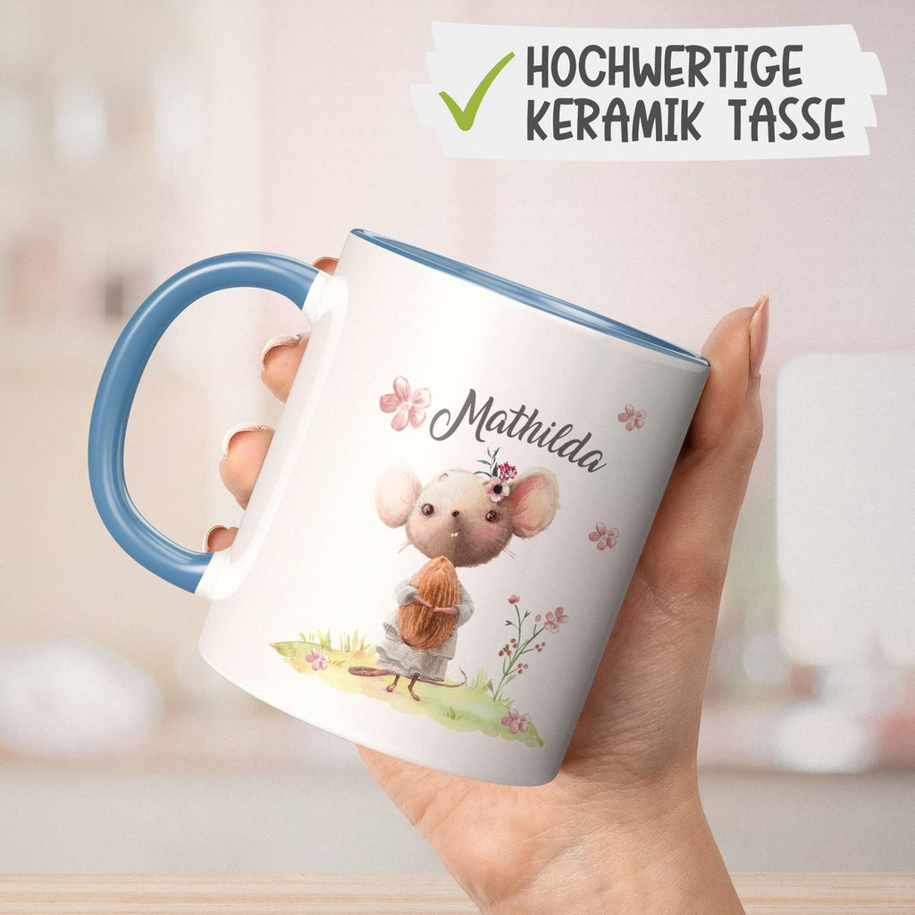 Keramik Tasse Kleine Maus mit Wunschname - von Mikalino