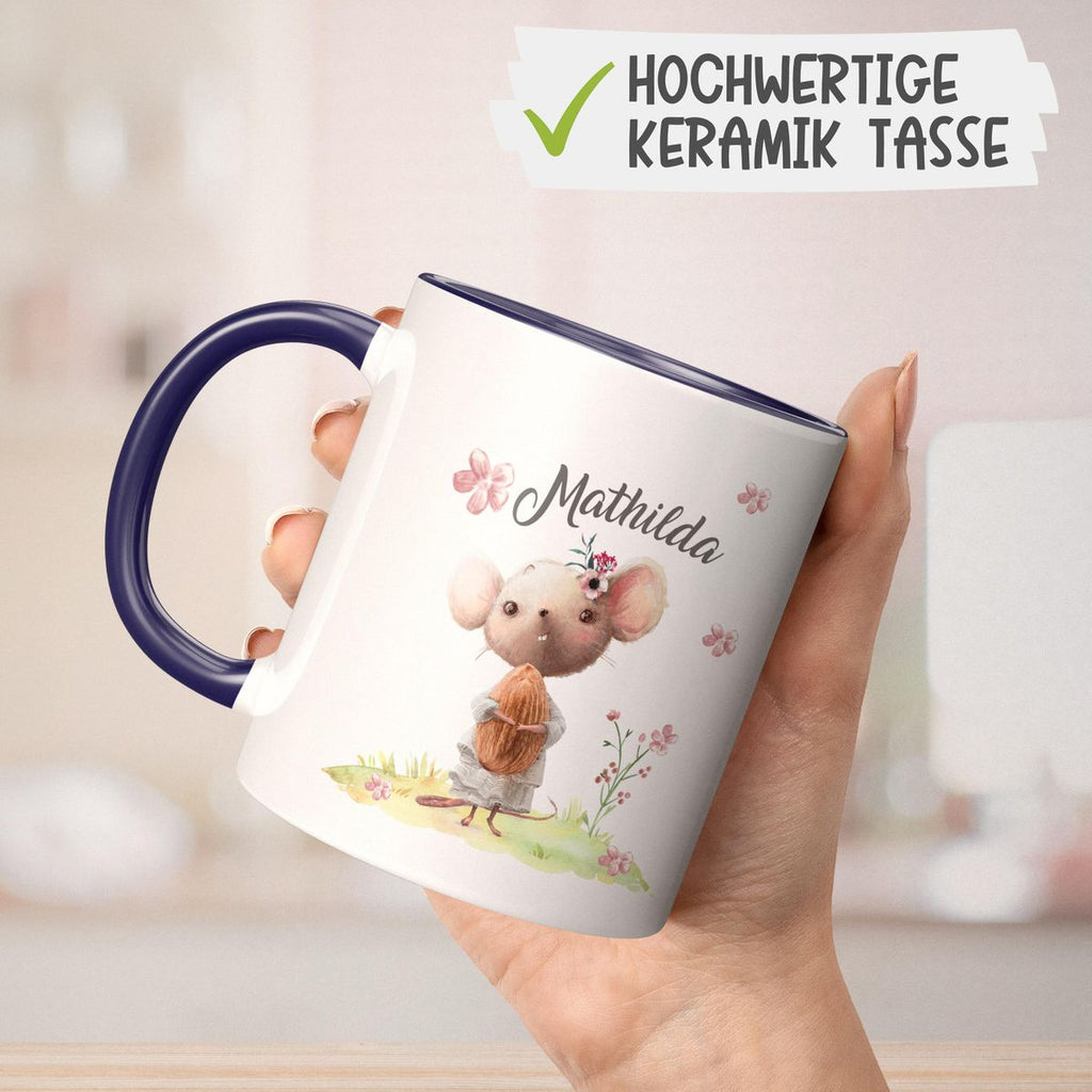 Keramik Tasse Kleine Maus mit Wunschname - von Mikalino