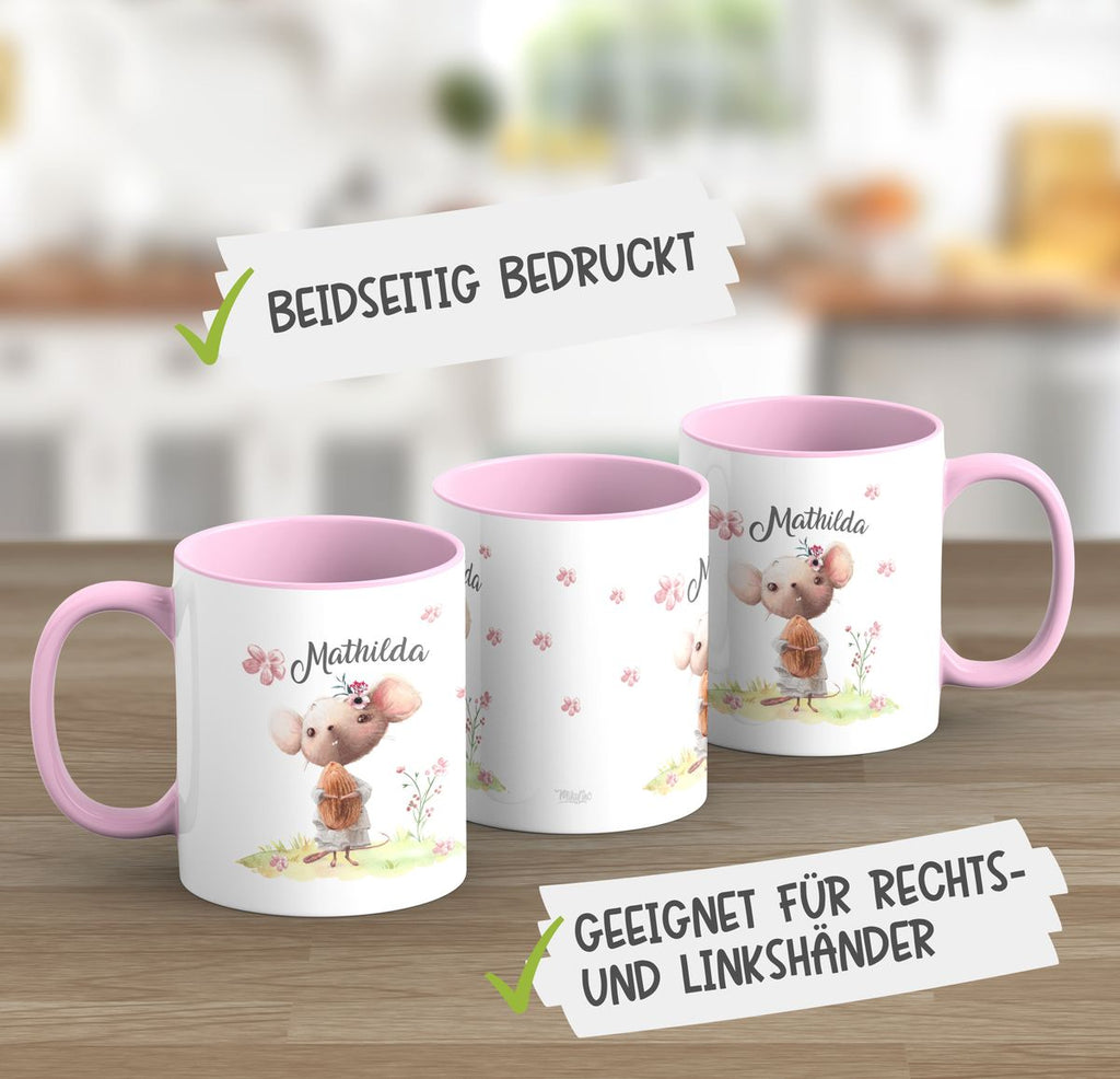 Keramik Tasse Kleine Maus mit Wunschname - von Mikalino