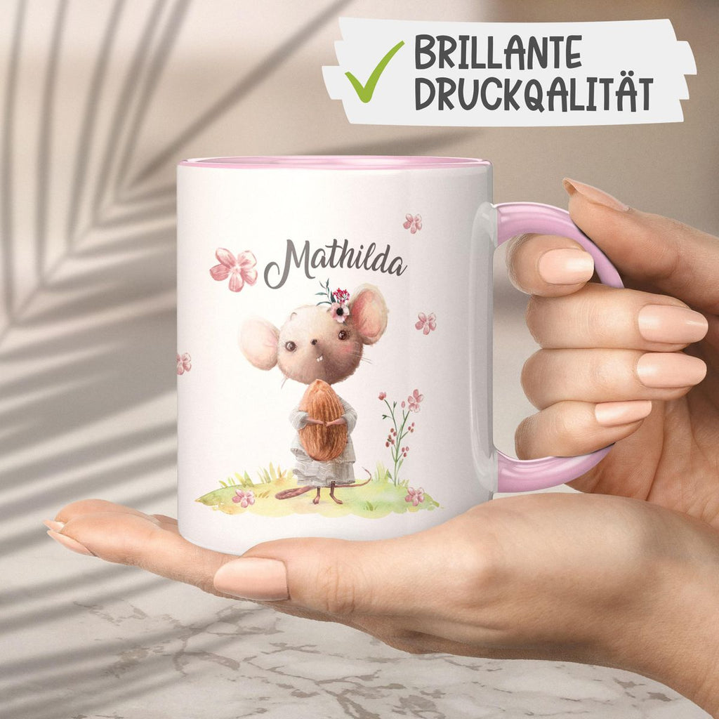 Keramik Tasse Kleine Maus mit Wunschname - von Mikalino