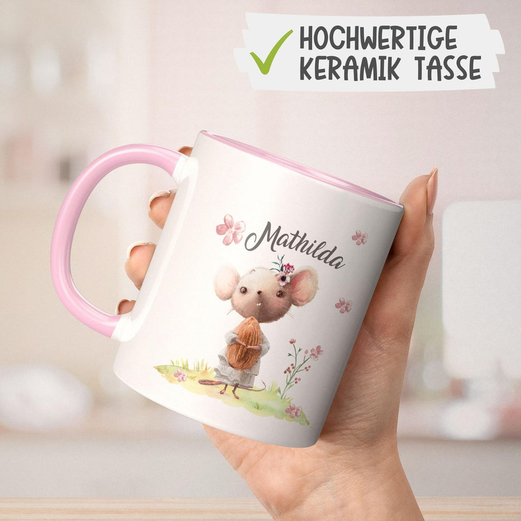 Keramik Tasse Kleine Maus mit Wunschname - von Mikalino