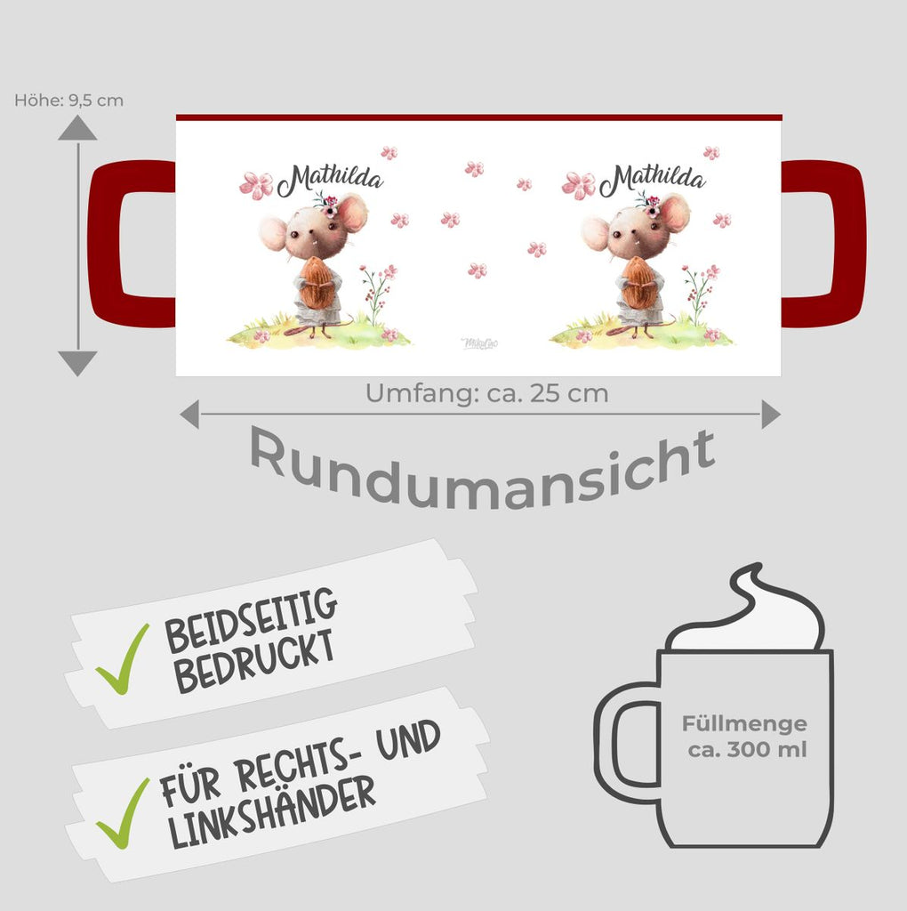 Keramik Tasse Kleine Maus mit Wunschname - von Mikalino