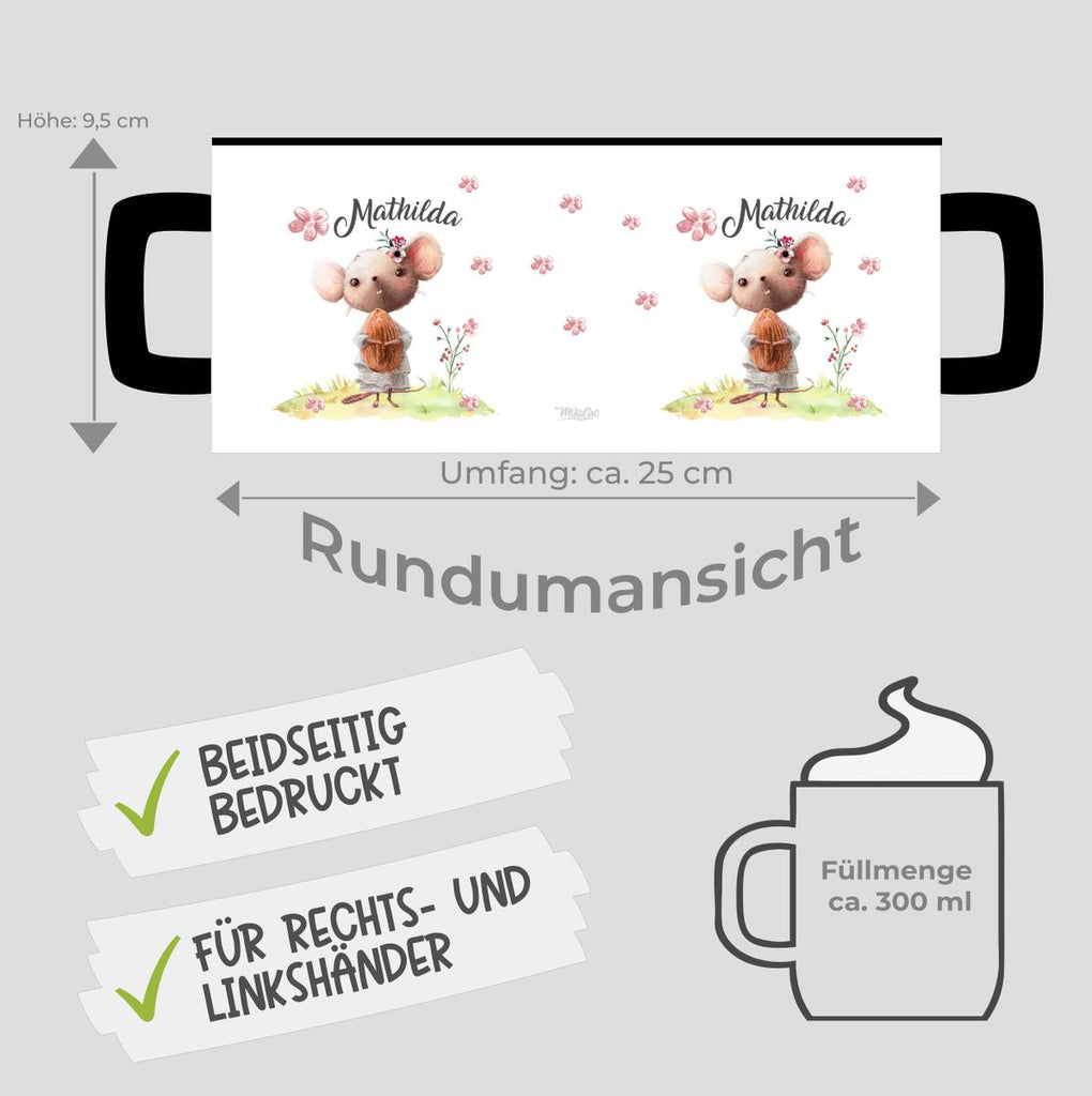 Keramik Tasse Kleine Maus mit Wunschname - von Mikalino