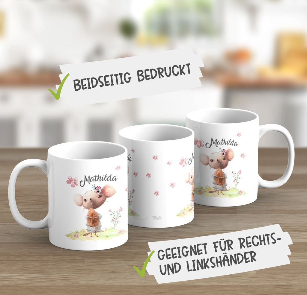 Keramik Tasse Kleine Maus mit Wunschname - von Mikalino