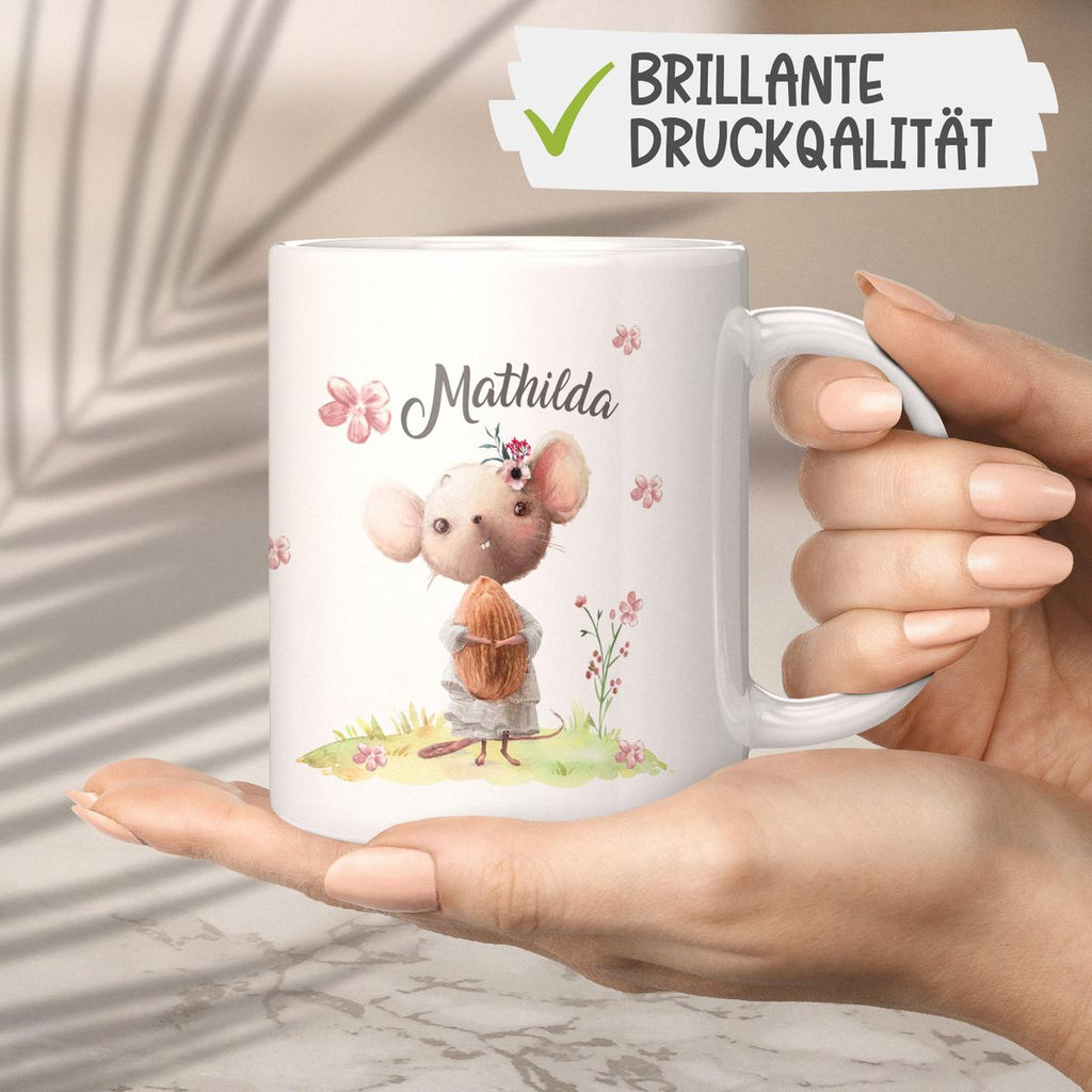 Keramik Tasse Kleine Maus mit Wunschname - von Mikalino