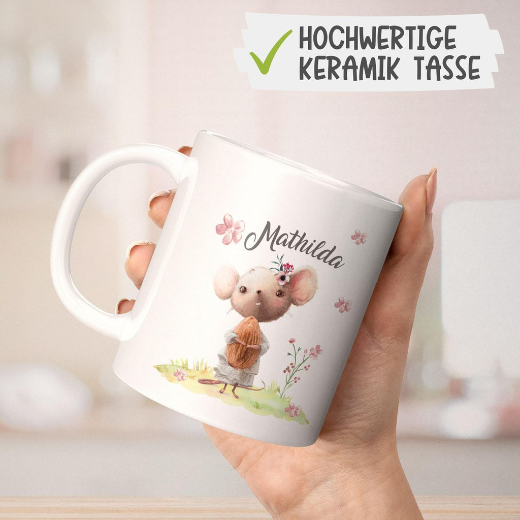 Keramik Tasse Kleine Maus mit Wunschname - von Mikalino