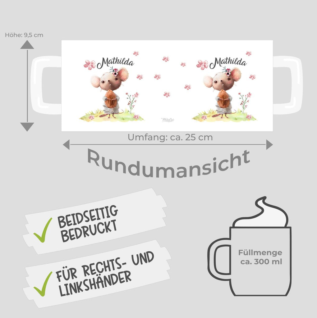 Keramik Tasse Kleine Maus mit Wunschname - von Mikalino