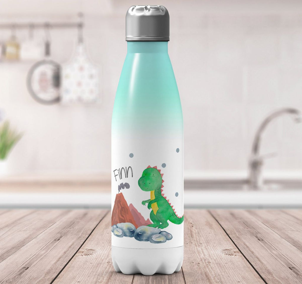 Thermo Trinkflasche Kleiner Dinosaurier mit Wunschname - von Mikalino