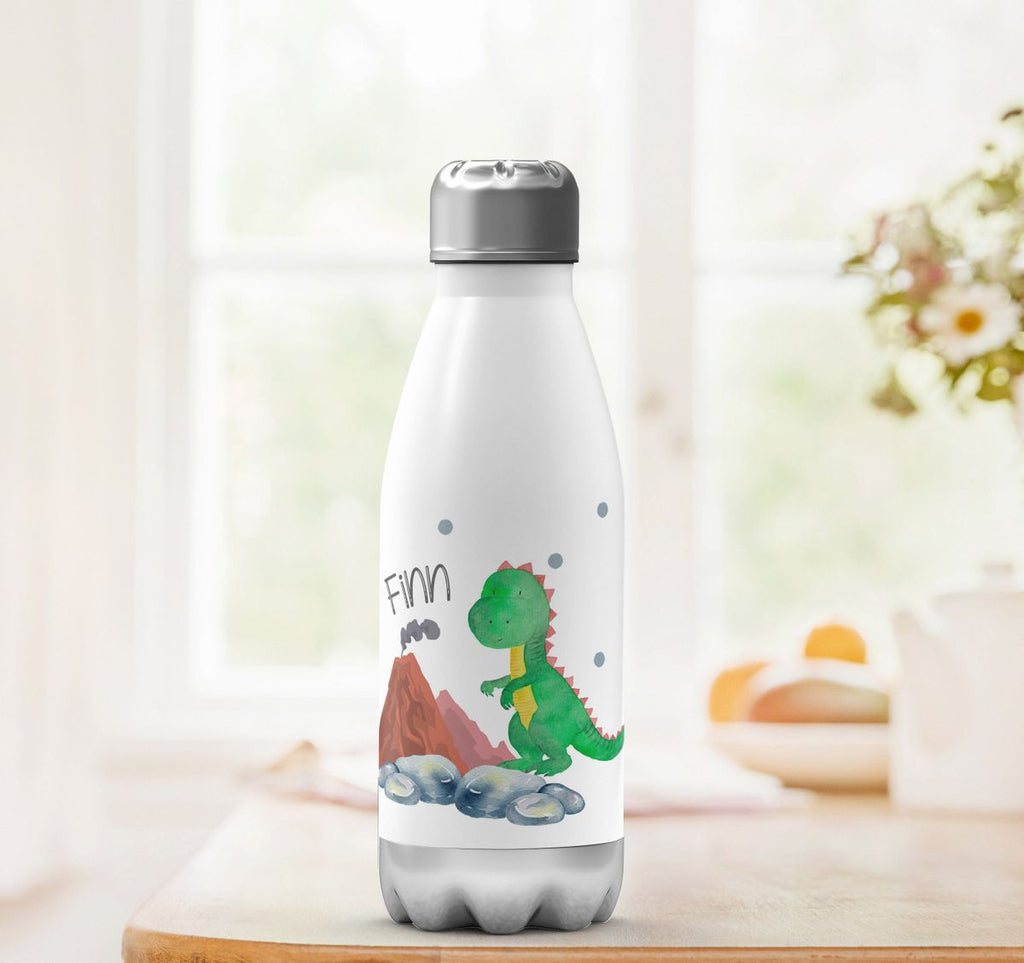 Thermo Trinkflasche Kleiner Dinosaurier mit Wunschname - von Mikalino