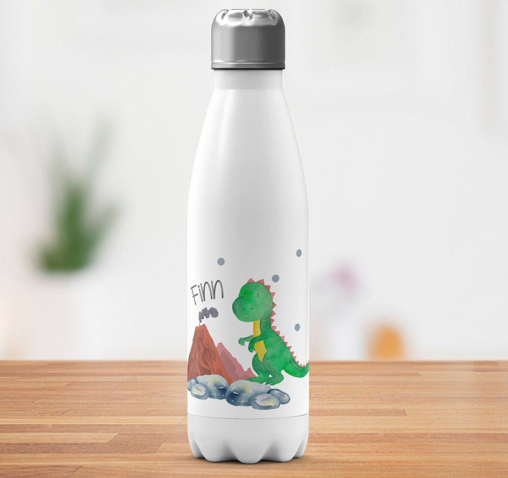 Thermo Trinkflasche Kleiner Dinosaurier mit Wunschname - von Mikalino