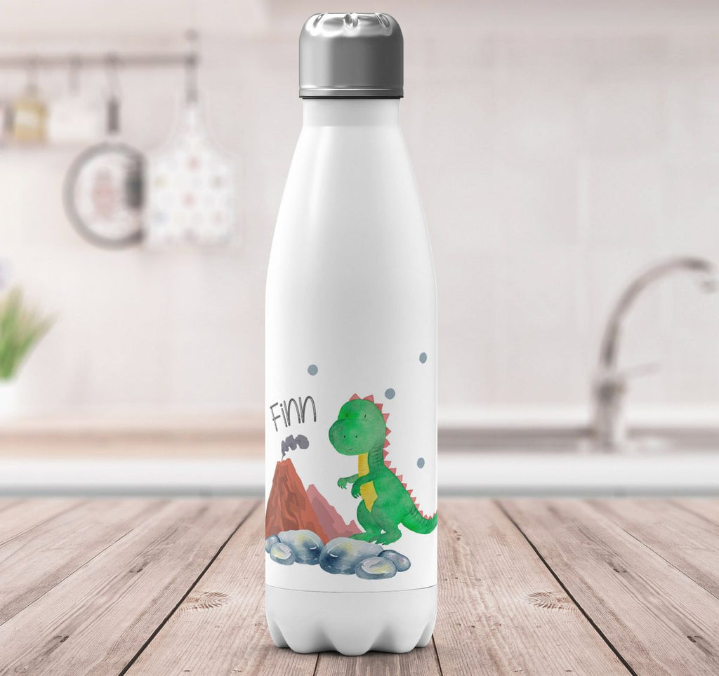 Thermo Trinkflasche Kleiner Dinosaurier mit Wunschname - von Mikalino