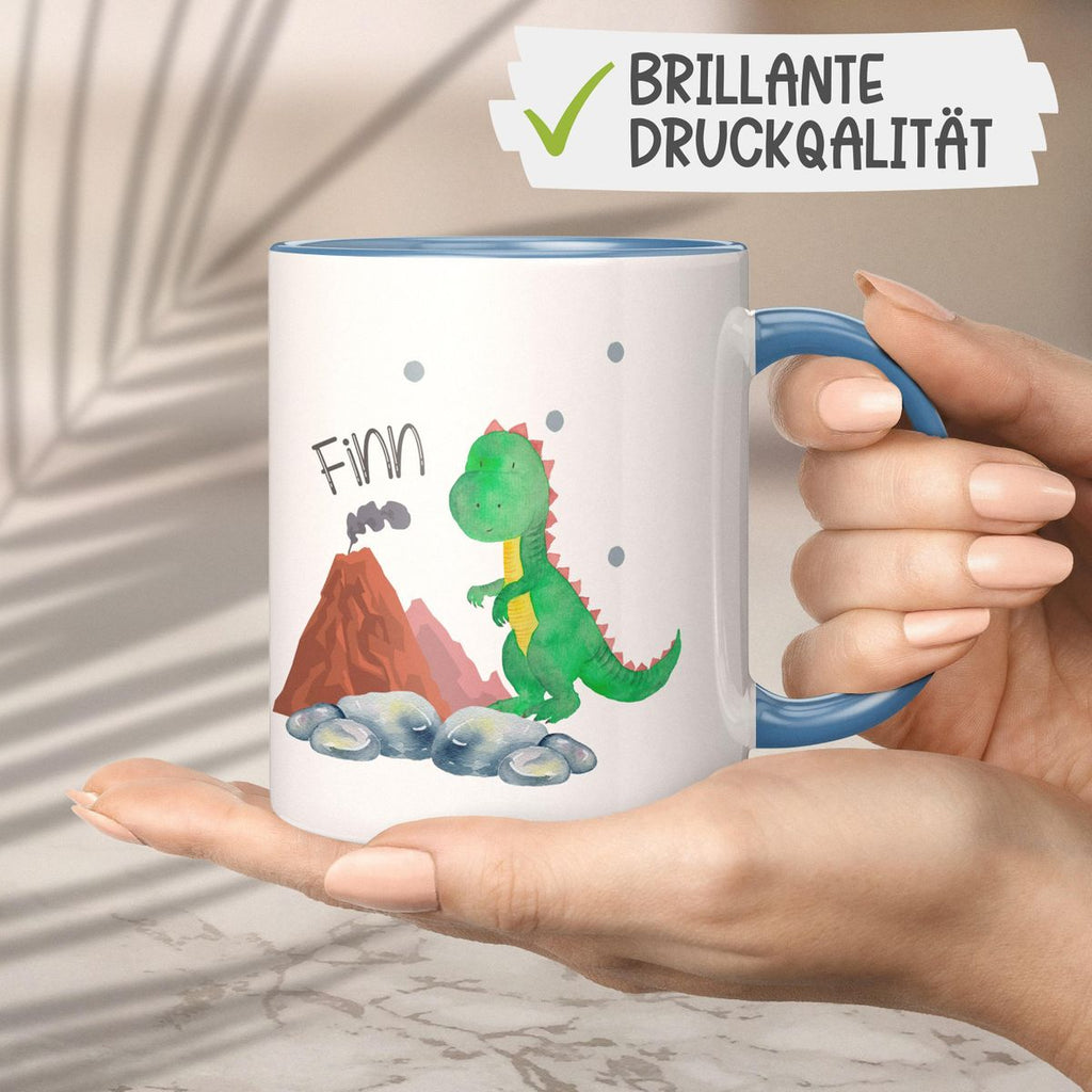 Keramik Tasse Kleiner Dinosaurier mit Wunschname - von Mikalino