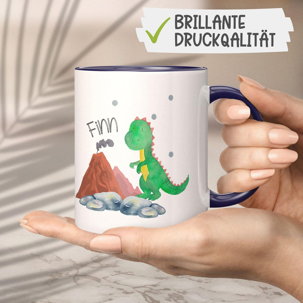 Keramik Tasse Kleiner Dinosaurier mit Wunschname - von Mikalino