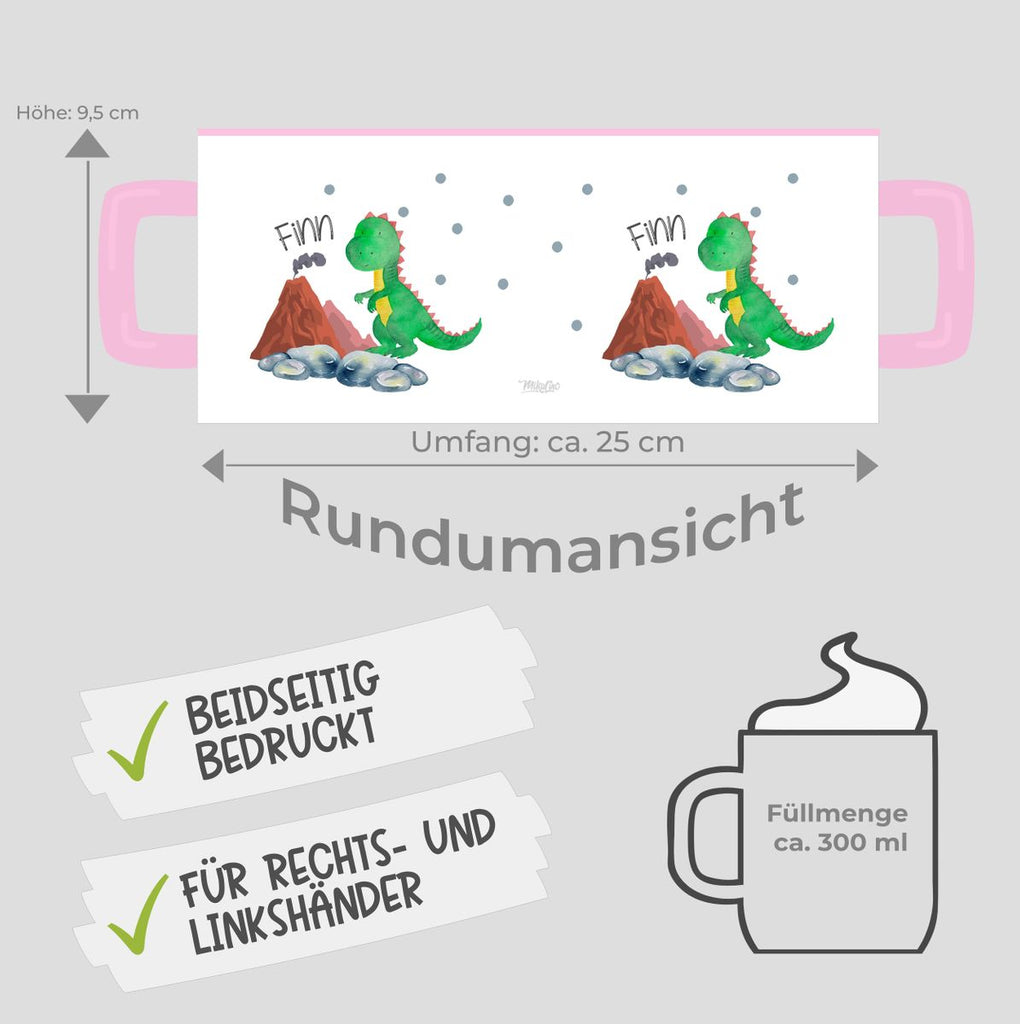 Keramik Tasse Kleiner Dinosaurier mit Wunschname - von Mikalino