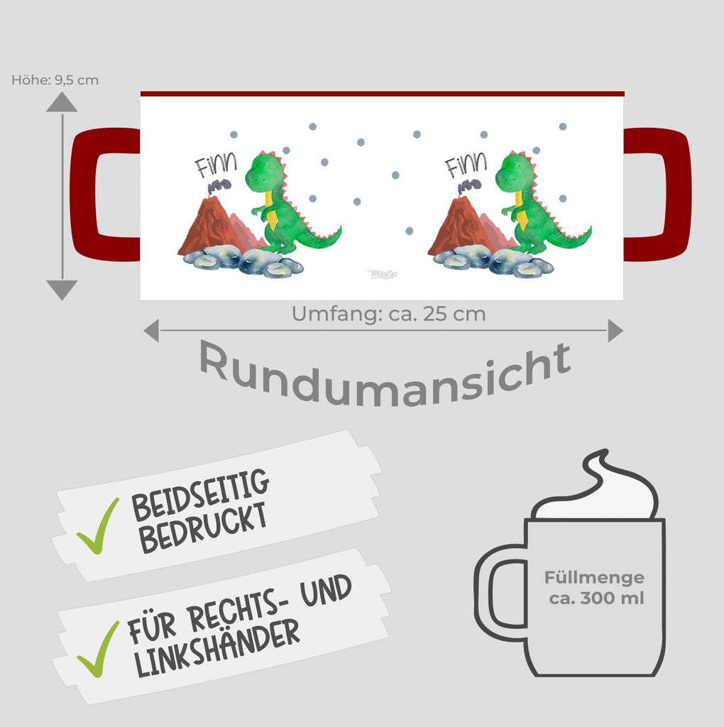 Keramik Tasse Kleiner Dinosaurier mit Wunschname - von Mikalino