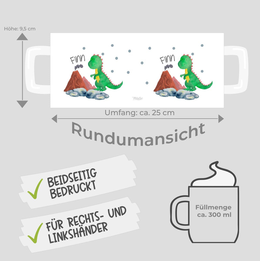 Keramik Tasse Kleiner Dinosaurier mit Wunschname - von Mikalino