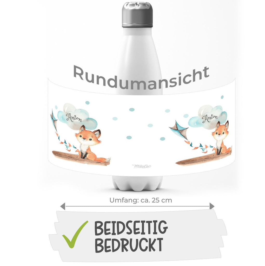 Thermo Trinkflasche Kleiner Fuchs mit Wunschname - von Mikalino