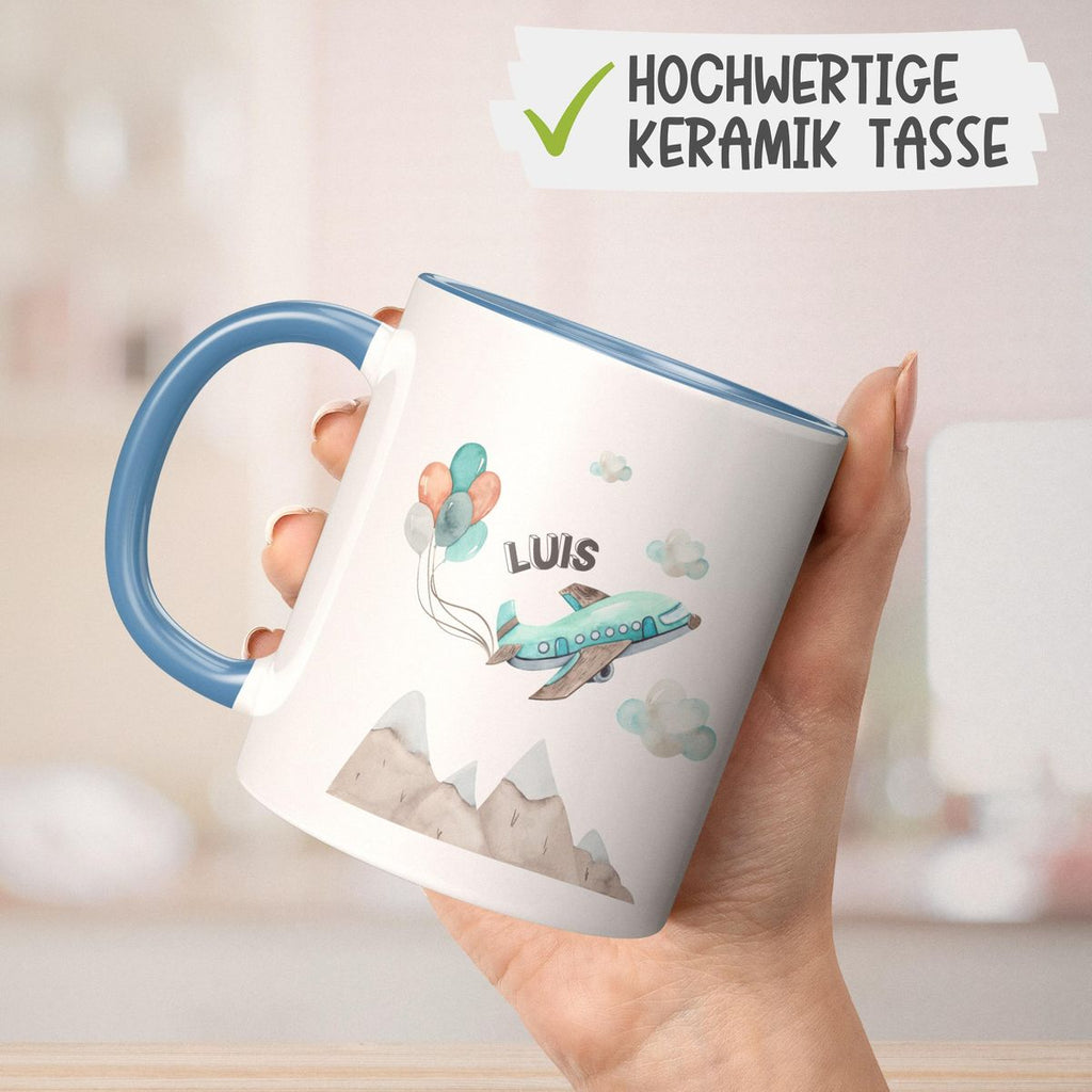 Keramik Tasse Flugzeug mit Wunschname - von Mikalino