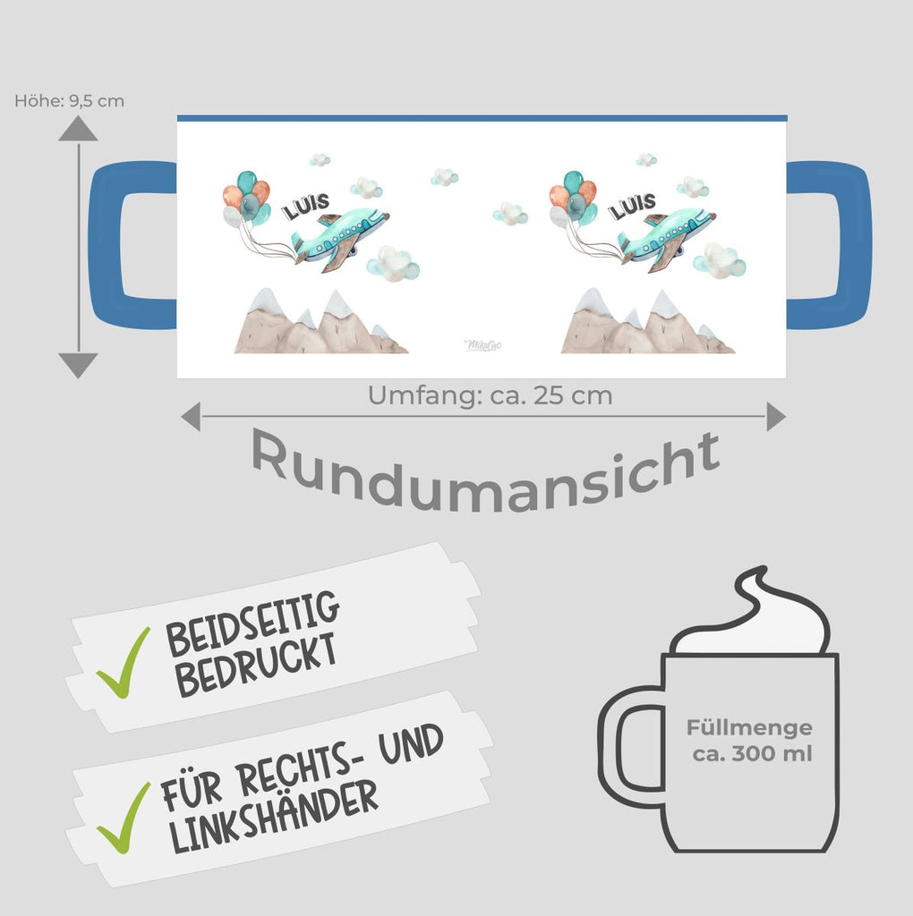 Keramik Tasse Flugzeug mit Wunschname - von Mikalino