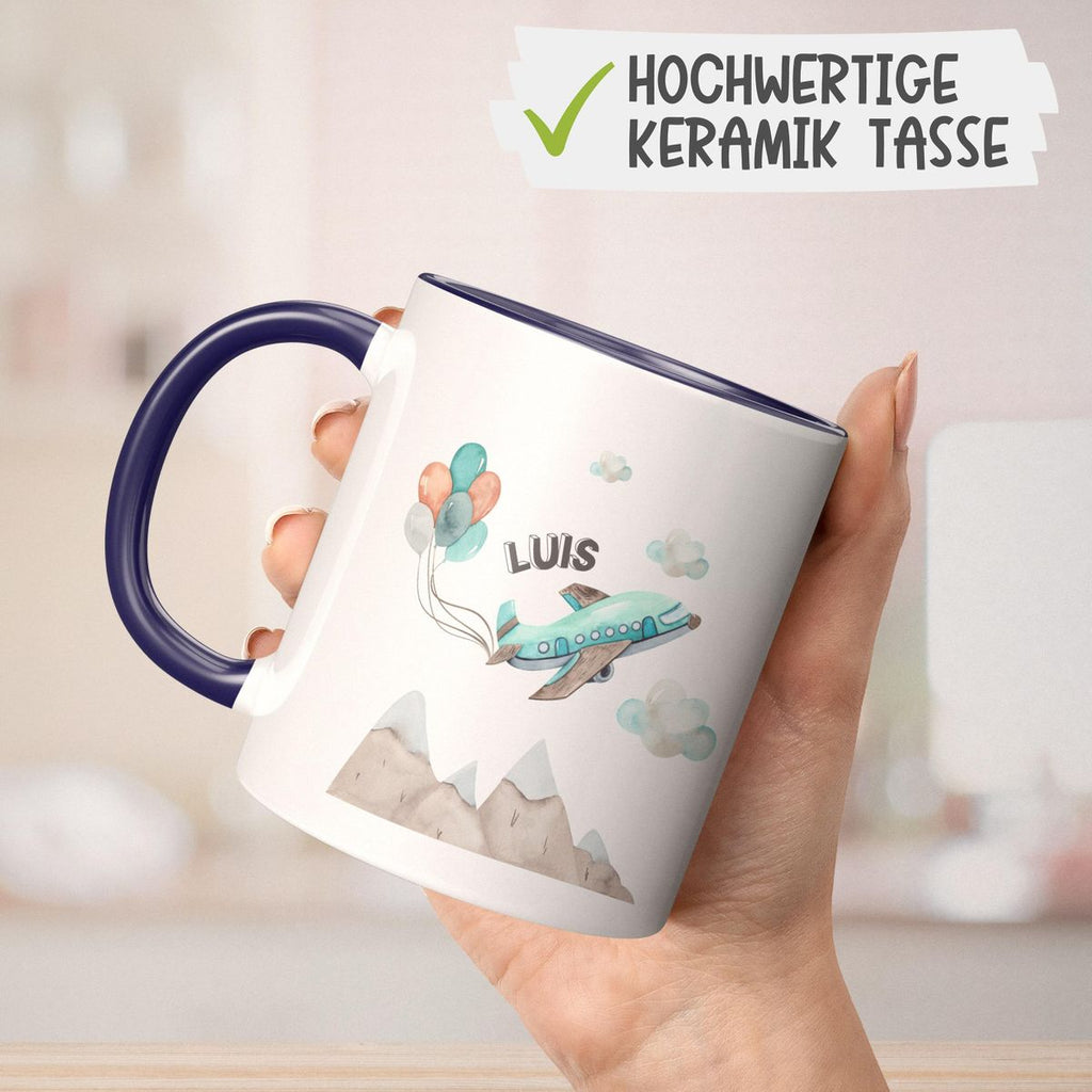 Keramik Tasse Flugzeug mit Wunschname - von Mikalino