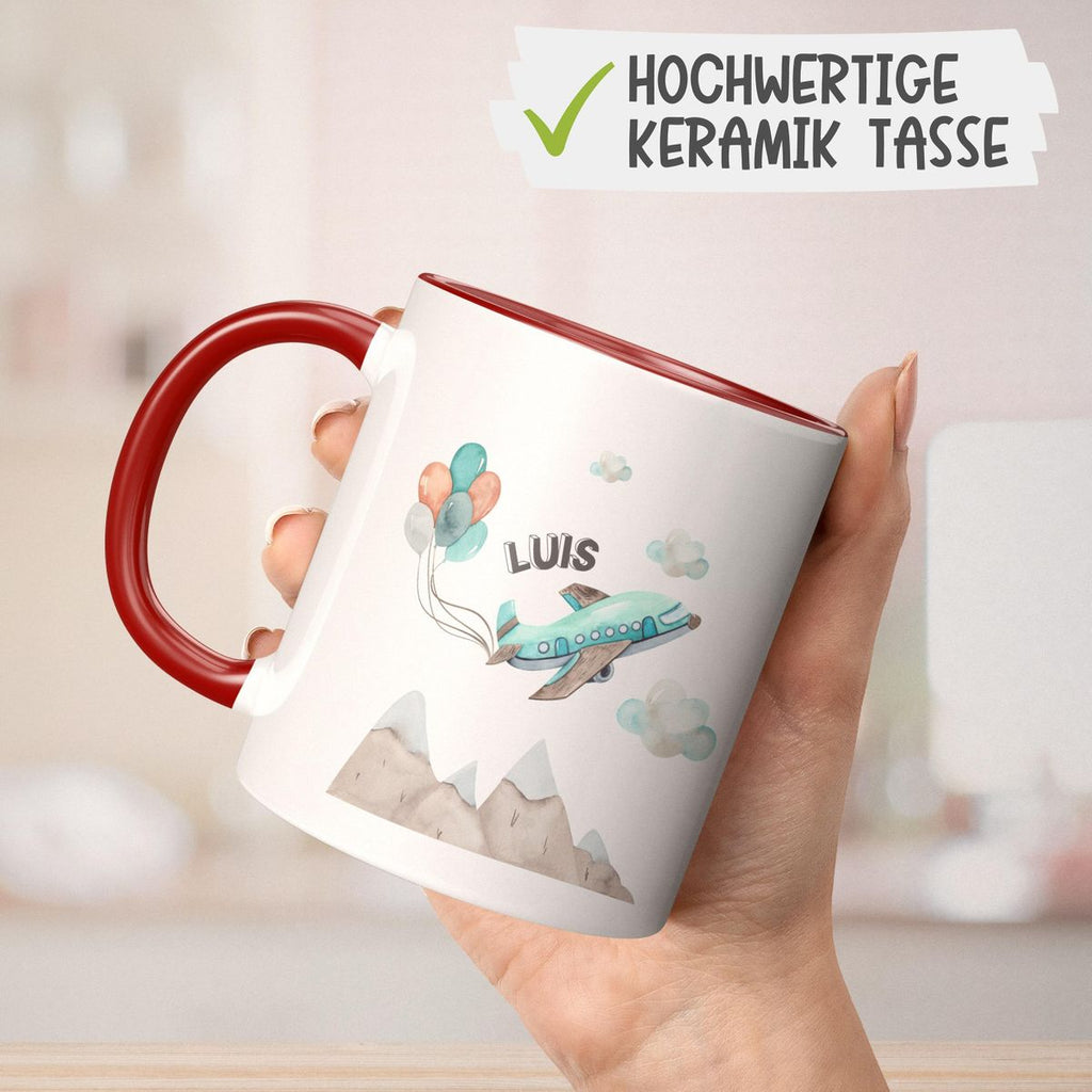 Keramik Tasse Flugzeug mit Wunschname - von Mikalino