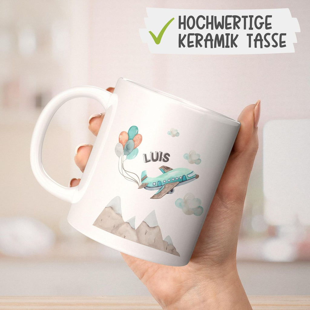 Keramik Tasse Flugzeug mit Wunschname - von Mikalino