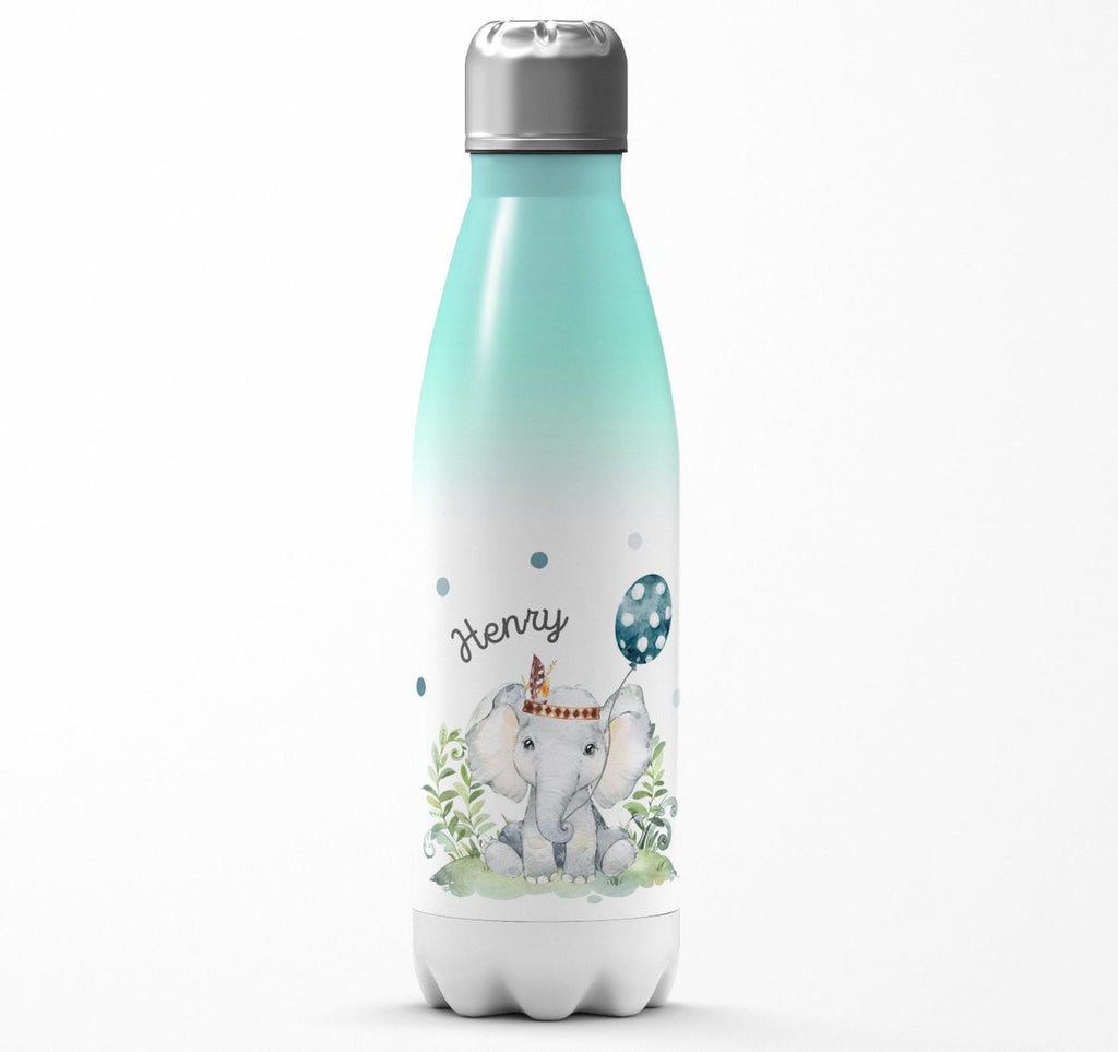 Thermo Trinkflasche Kleiner Elefant Junge mit Wunschname - von Mikalino