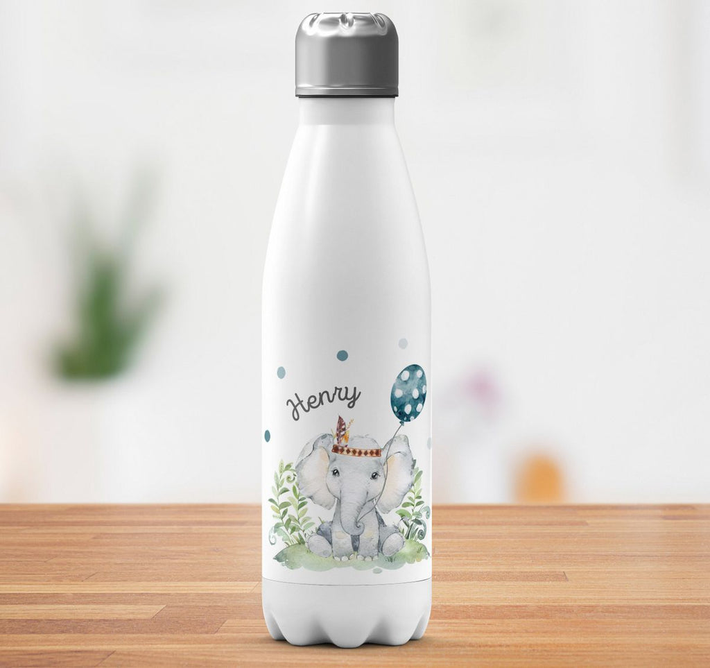 Thermo Trinkflasche Kleiner Elefant Junge mit Wunschname - von Mikalino