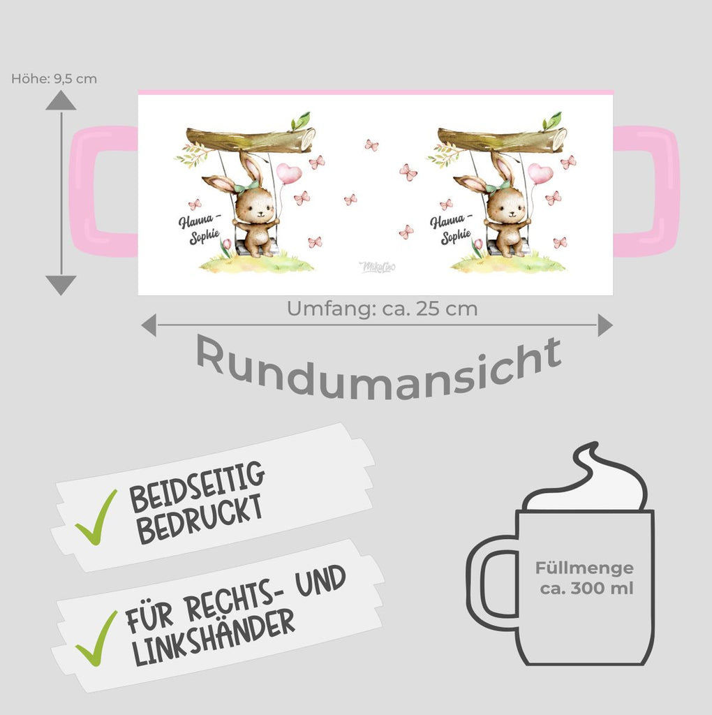 Keramik Tasse Kleiner Hase Schaukel für Mädchen mit Wunschname - von Mikalino