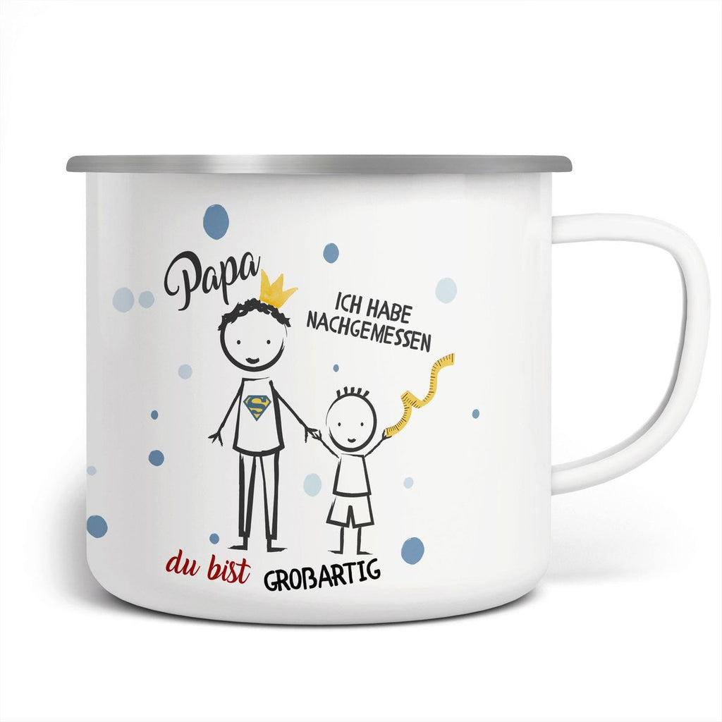 Emaille Tasse Papa - Ich habe nachgemessen Du bist grossartig Junge - von Mikalino