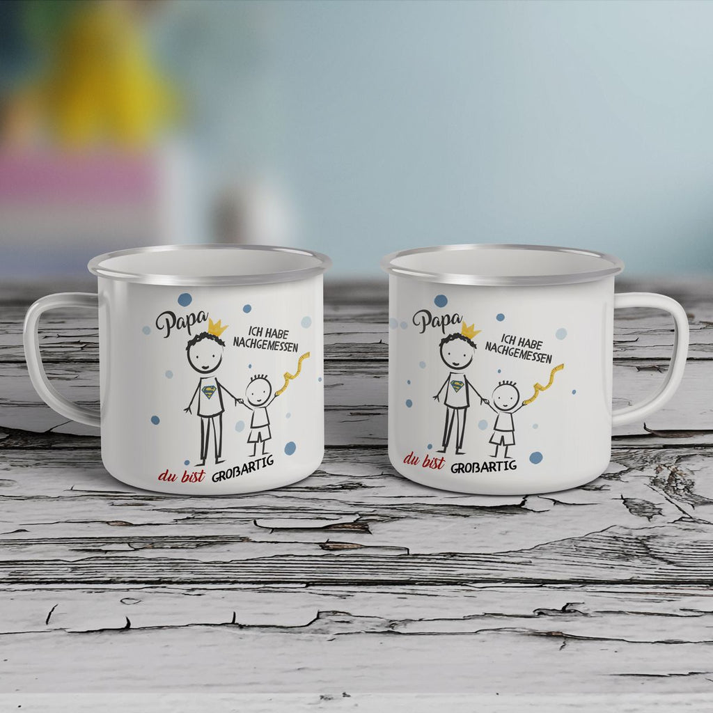 Emaille Tasse Papa - Ich habe nachgemessen Du bist grossartig Junge - von Mikalino