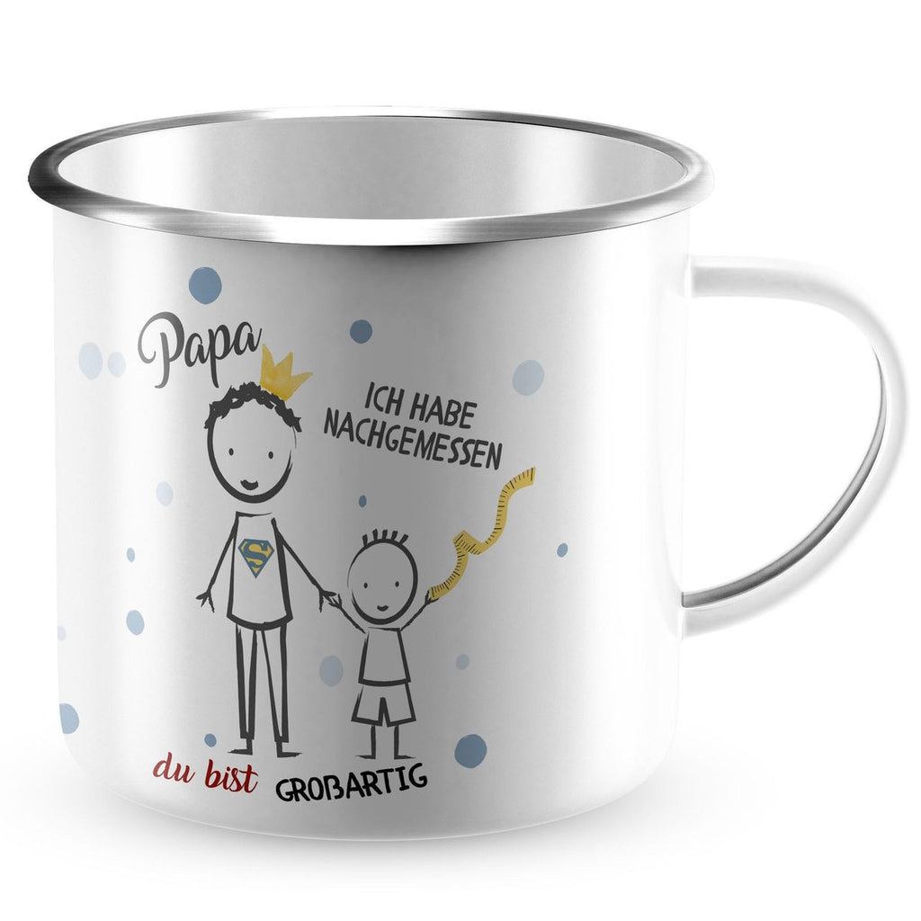 Emaille Tasse Papa - Ich habe nachgemessen Du bist grossartig Junge - von Mikalino