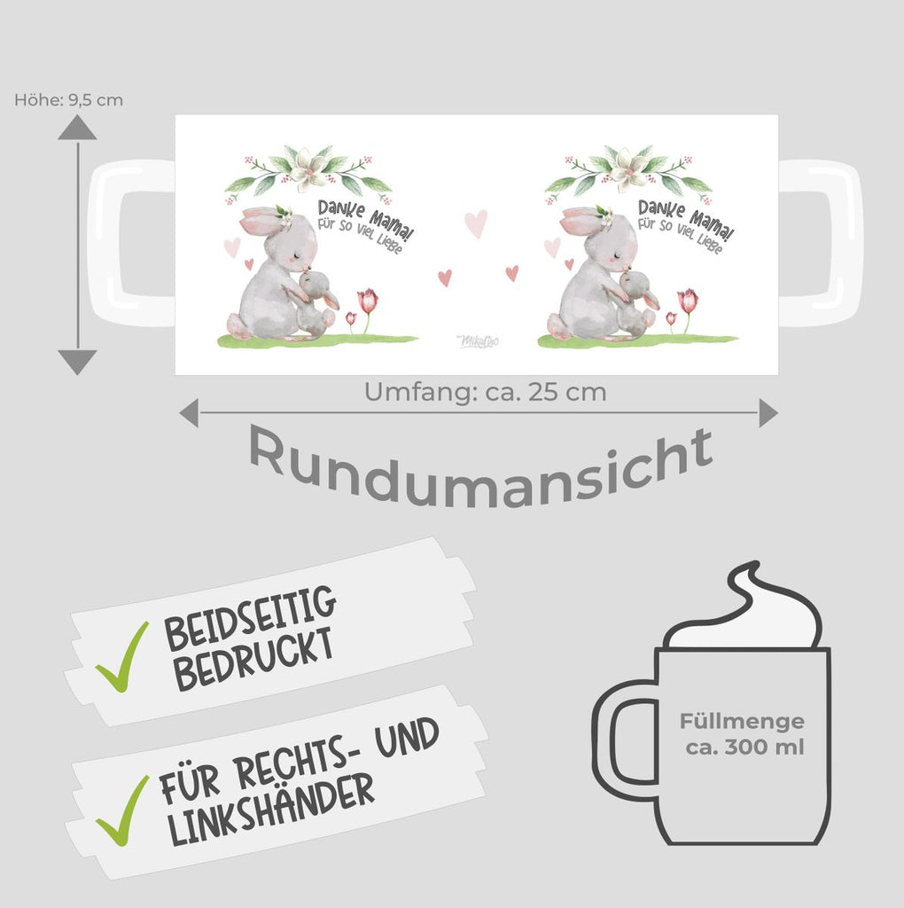 Keramik Tasse Danke Mama für so viel Liebe - von Mikalino